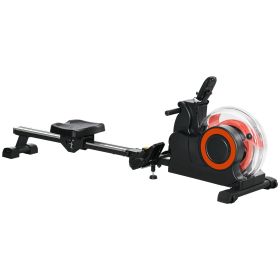 Foldable Rower Machine, Water Rowing Machine with Wheels, LCD Monitor and Tablet Holder for Cardio Training, Red - Red