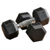 Rubber Hex Dumbbell Set 15lbs Pair for Home Gym Strength Training Black - Black