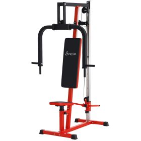 Chest Fly and Chest Press Machine for Back, Pectoral, Rear Deltoid and Shoulder Training, Red - Red