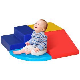 Qaba 4-Piece Soft Foam Play Set for Toddlers, Climber Playtime Corner, Climbing & Sliding Toys, Multicolor