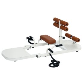Foldable Sissy Squat Machine, Hip Thrust Machine with Push Up Stand, Multipurpose Glute Workout Equipment, White - White