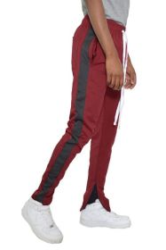 SINGLE STRIPE TRACK PANTS - BURGUNDY BLACK - M