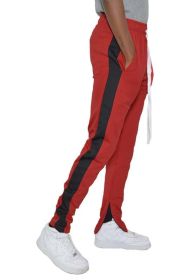 SINGLE STRIPE TRACK PANTS - RED BLACK - XL