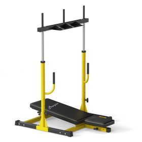 Vertical Leg Press Machine with Adjustable Leg, Back and Head Positions, Olympic Plate Compatible, Yellow - Yellow