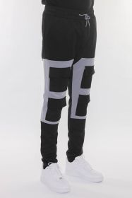 COLOR BLOCK CARGO TRACK PANT - BLACK GREY - 2XL