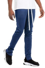 SOLID COLOR PLAIN BASIC TRACK PANTS - DENIM - S