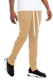 SOLID COLOR PLAIN BASIC TRACK PANTS - KHAKI - 2XL