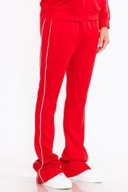 Mens Side Pipe Stacked Flare Pants - RED - M