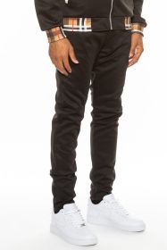 Checkered Plaid Waist Band Track Pants - Black - 3XL