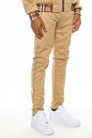 Checkered Plaid Waist Band Track Pants - KHAKI - S
