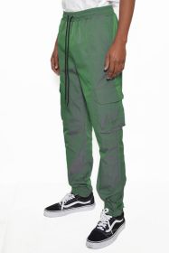 PEACOCK IRIDESCEINT JOGGER PANTS - LEAF - L