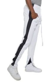 Slim Fit Single Stripe Track Pant - WHITE BLACK - 3XL