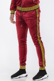 Velour Status Detail Jogger - BURGUNDY GOLD - S