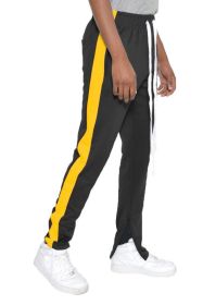 SLIM SKINNY STRIPE DESIGN TRACK PANT JOGGERS - black yellow - S