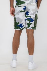 Weiv Mens Full Camo Sweat Shorts - White - S