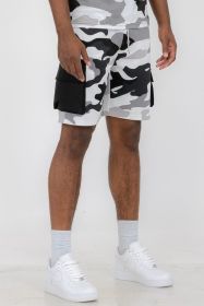 Weiv Mens Full Camo Sweat Shorts - GREY - 2XL