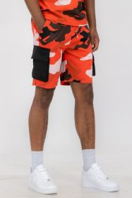 Weiv Mens Full Camo Sweat Shorts - RED - 2XL