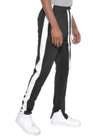 SLIM SKINNY STRIPE DESIGN TRACK PANT JOGGERS - BLACK WHITE - 2XL