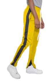 SLIM SKINNY STRIPE DESIGN TRACK PANT JOGGERS - YELLOW BLACK - L