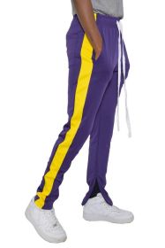 SLIM SKINNY STRIPE DESIGN TRACK PANT JOGGERS - PURPLE YELLOW - 3XL