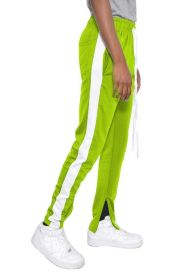 SLIM SKINNY STRIPE DESIGN TRACK PANT JOGGERS - lime white - L