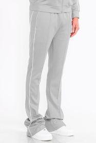 Mens Side Pipe Stacked Flare Pants - GREY - S