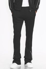 Mens Side Pipe Stacked Flare Pants - Black - S