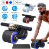 Automatic Rebound Abdominal Wheel Anti-slip AB Roller Wheel with Kneel Pad Phone Holder Home Gym Abdominal Exerciser for Men Women - Blue