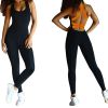 Women Sports YOGA Workout Gym Fitness Jumpsuit - Orange - XXL