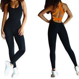 Women Sports YOGA Workout Gym Fitness Jumpsuit - Orange - XXL