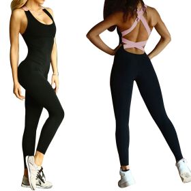 Women Sports YOGA Workout Gym Fitness Jumpsuit - Pink - XXL