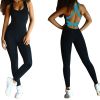 Women Sports YOGA Workout Gym Fitness Jumpsuit - Blue - XXL