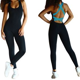 Women Sports YOGA Workout Gym Fitness Jumpsuit - Blue - XXL