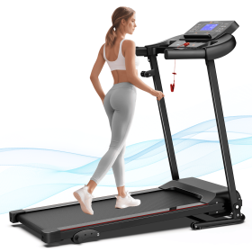 OBENSKY Treadmill with Adjustable Incline Folding Treadmill for Home 2.5 HP 12 Preset for Home Use 7.5 mph Range - Black