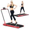 2.25 HP 2-in-1 Folding Walking Pad Treadmill with Remote Control and LED Display - Red