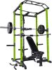 100lb Green Home Gym Set Multi-functional Power Cage, Home Adjustable Pullup Squat Rack 1000Lbs Capacity Comprehensive Fitness Barbell Rack - Green