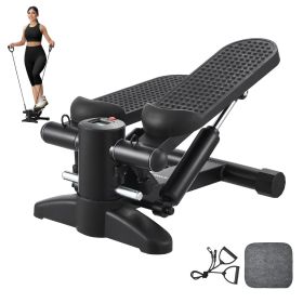 Stair Stepper for Exercise at Home Hydraulic Mini Stepper with Resistance Band - Up and Down Motion - No