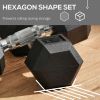 Rubber Hex Dumbbell Set 15lbs Pair for Home Gym Strength Training Black - Black