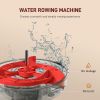 Foldable Rower Machine, Water Rowing Machine with Wheels, LCD Monitor and Tablet Holder for Cardio Training, Red - Red
