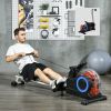 Foldable Rower Machine, Water Rowing Machine with Wheels, LCD Monitor and Tablet Holder for Cardio Training, White - White