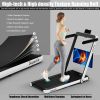 2.25HP 2 in 1 Folding Treadmill with APP Speaker Remote Control - White