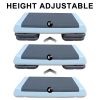 Adjustable Workout Aerobic Stepper in Fitness & Exercise Step Platform Trainer Gray black with 4 risers - as Pic