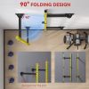 Folding Squat Rack with Pull Up Bar, Wall Mounted and Adjustable, 1000 Pounds Capacity Power Rack, Yellow - Yellow