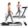2.25HP 2 in 1 Folding Treadmill with APP Speaker Remote Control - White