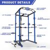 Blue Multi-functional Power Cage, Home Adjustable Pullup Squat Rack 1000Lbs Capacity Comprehensive Fitness Barbell Rack Olympic Bar - Blue
