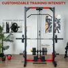 Smith Machine Power Rack with Pull Up Bar, Lat Pull Down System, Landmine, Squat Rack, Barbell Bar, for Home Gym - default