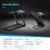 4.75HP Folding Treadmill with Preset Programs Touch Screen Control - Black