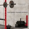 Squat Rack with Pull Up Bar and Barbell Bar Adjustable Bench Press Multi-Function Weight Lifting Half Rack, Red - Red