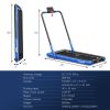 2.25 HP 2-in-1 Folding Walking Pad Treadmill with Remote Control and LED Display - Blue