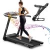 4.75HP Folding Treadmill with Preset Programs Touch Screen Control - Black